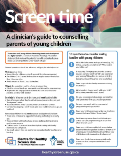 Screen time: A clinician’s guide to counselling parents of young children