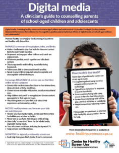 Digital media: A clinician’s guide to counselling parents of school-aged children and adolescents