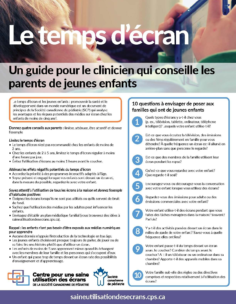 Le temps d’écran : Un guide pour le clinicien qui conseille les parents de jeunes enfants
