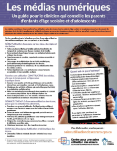 Les médias numériques : Un guide pour le clinicien qui conseille les parents d’enfants d’âge scolaire et d’adolescents