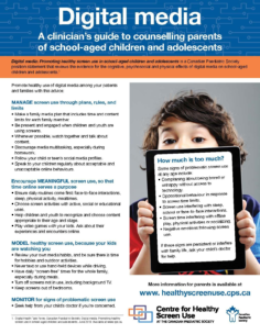 Digital media: A clinician’s guide to counselling parents of school-aged children and adolescents
