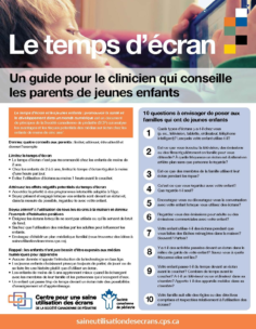 Le temps d’écran : Un guide pour le clinicien qui conseille les parents de jeunes enfants