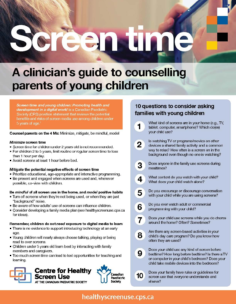 Screen time: A clinician’s guide to counselling parents of young children