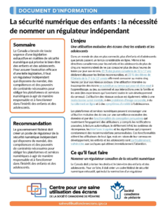 La sécurité numérique des enfants : la nécessité de nommer un régulateur indépendant
