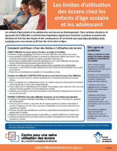 Les limites d’utilisation des écrans chez les enfants d’âge scolaire et les adolescent