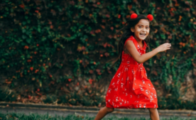 Girl running outside